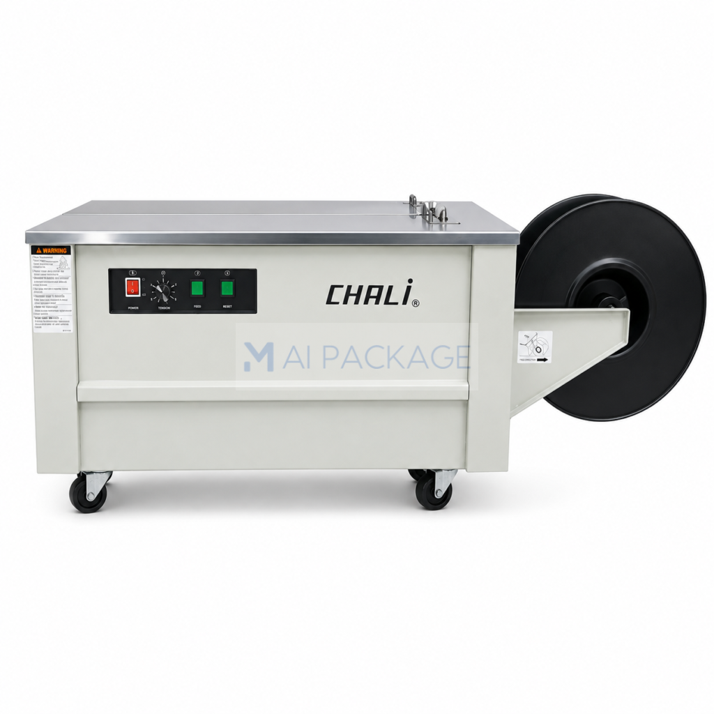 เครื่องรัดกล่องกึ่งอัตโนมัติCHALIรุ่นJN740L,เครื่องรัดกล่องทรงเตี้ย