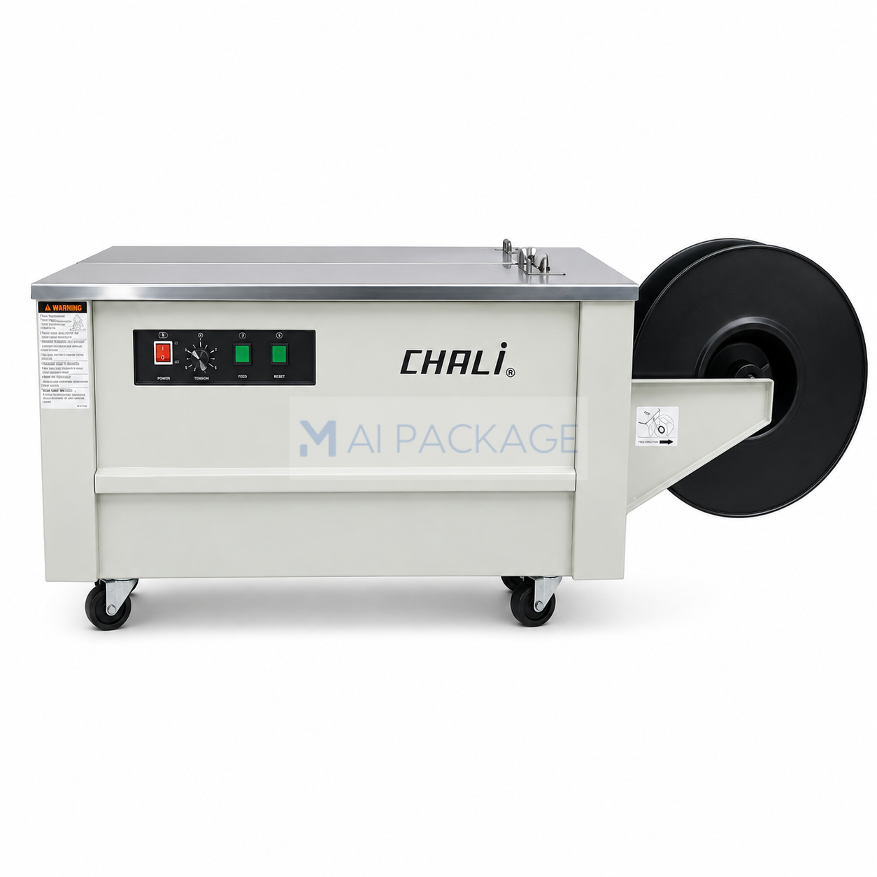เครื่องรัดกล่องกึ่งอัตโนมัติCHALIรุ่นJN740L,เครื่องรัดกล่องทรงเตี้ย
