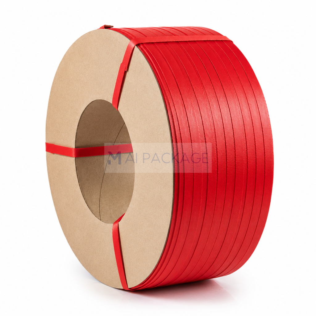 สายรัดพลาสติกPPสีแดงเกรดAหนา0.6