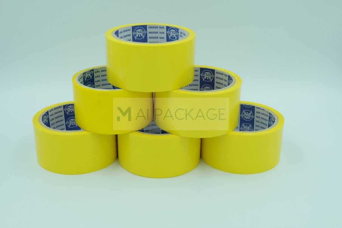 เทปกาวสีเหลือง เทปกาวปิดกล่องสีเหลือง OPPสี OPP TAPE  phoenix tape